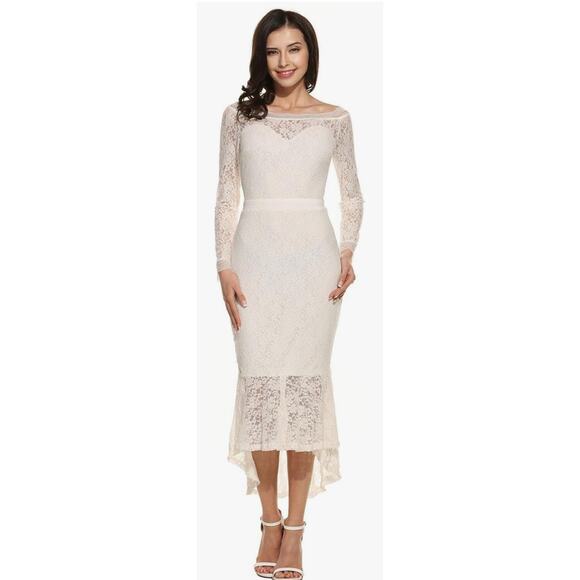 Lace Boatneck Fishtail Dress- Size 14-16 - Picture 2 of 11
